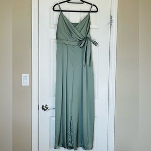 Sage Green Satin Jumpsuit
